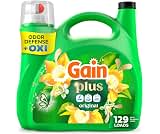 Gain Plus Liquid Washing Detergent, Cleaner, Fresher, Now with Oxi, Original Scent, 170 fl oz, 129 Loads