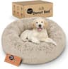 Calming Donut Dog Bed for Small Dogs, Round Dog Bed for Medium & Large Dogs | Soothing Raised Rim, Plush Faux Fur, Ke...