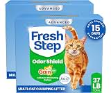 Fresh Step Advanced Odor Shield Clumping Cat Litter with Gain, 18.5 lb, 2Pk | Odor Shield with Ammonia Block Technolo...
