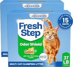 Fresh Step Advanced Odor Shield Light Weight Multi Cat Clumping Litter with Febreze Freshness, Gain Scent, Ammonia Bl...