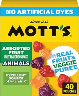 Mott's Assorted Animals Fruit Flavored Snacks, With Real Fruit Puree, 40 ct