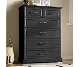 Farmhouse 6 Drawers Dresser for Bedroom, 43" Tall Wood Chest of Drawers with Deep Drawers & Bar Handles, Modern Dress...