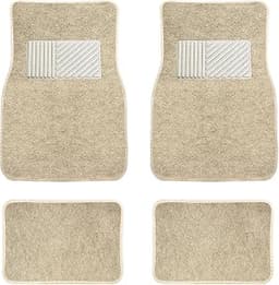 Car Floor Mats All Weather Beige Full Set Front & Rear Carpet