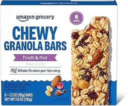 Amazon Grocery, Fruit & Nut Chewy Granola Bars, 7.4 Oz, 6 Ct