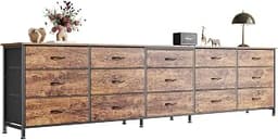 Huuger 86.6 Inch Long Dresser for Bedroom, TV Stand for 65, 75, 85 Inch TV | 15 Large Fabric Drawer Dresser, Entertai...