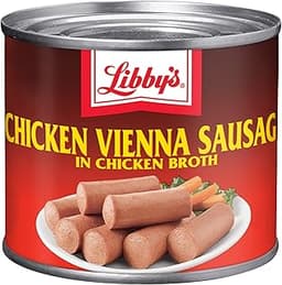 Libby's Chicken Vienna Sausage in Chicken Broth, Ready to Eat Canned Sausage, 10g Protein Per Serving, 4.6 oz. Can