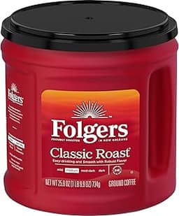 Folgers Classic Roast Ground Coffee, Medium Roast Coffee, 25.9 Ounce Canister