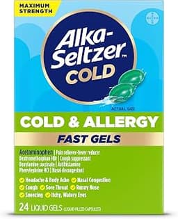 Alka-Seltzer Cold, Cold & Allergy Max Strength Fast Gels, Allergy Medicine, Multi-Symptom Relief, Body Aches and Pain...