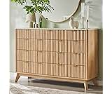 T4TREAM Fluted 9 Drawer Dresser, Modern Chest of Drawers with Faux Marble Top, Curved Profile Design, Dresser TV Stan...