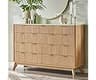 T4TREAM Fluted 9 Drawer Dresser, Modern Chest of Drawers with Faux Marble Top, Curved Profile Design, Dresser TV Stan...