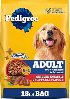 Pedigree Complete Nutrition Dry Dog Food, Steak & Vegetable, 18 lb | Nutrient boost, prebiotic fibers, 36 vitamins & ...