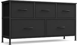 SONGMICS Dresser for Bedroom, Chest of Drawers, Steel, MDF, 5 Non-Woven Fabric Drawers, Storage Organizer Unit, Close...