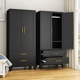 GAIOUS Metal Wardrobe Cabinet with 2 Drawers, 71" Clothing Storage Cabinets | with 2 Doors, 1 Adjustable Shelf, Steel...