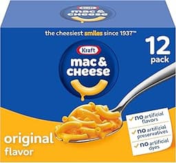 Kraft Mac and Cheese, 12 Boxes, for Easy Dinner or Dinner Sides, Original Flavor, No Artificial Flavors, Preservative...