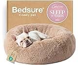 Bedsure Calming Dog Bed Medium Size Dog - Donut Washable Medium Pet Bed, 30 inches Anti-Slip Round Fluffy Plush Faux ...