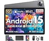 Hasskya Android 15 Tablet 10 inch,24GB RAM 128 ROM,Tablets with Keyboard Case Mouse Stylus,1TB Expandable,Octa-Core 6...