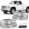 Headlights Assembly with Bulbs for 1999 2000 2001 2002 Chevy Silverado 1500 2500, 2001-2002 Silverado 1500HD 2500HD 3...