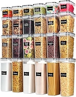 Airtight Food Storage Containers with Lids, Vtopmart 24 pcs Plastic Kitchen and Pantry Organization Canisters for Cer...