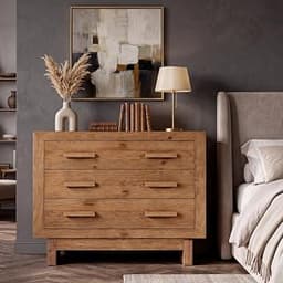 31.5" Wide Oversized Wood Nightstand with 3 Drawers for Bedroom
