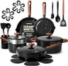 CAROTE 21pcs Ceramic Cookware Set, Pots and Pans Set | Non-Toxic Healthy Cooking Set with Silicone Lids, Dishwasher S...