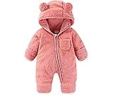 AiWMGL Newborn Baby Bear Outfit With Fold-Over Mittens and Footies Girls Boys Winter Fleece Clothes Hooded Romper Sno...