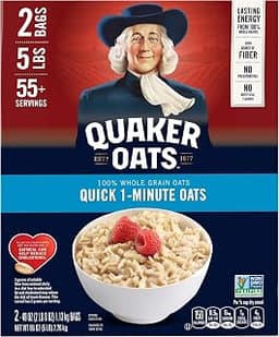 Quaker Quick 1-Minute Oatmeal, Non GMO Project Verified, 2.5 Pound (Pack of 2)