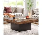 Tribesigns 35.4-Inch Square Coffee Table with LED Light, Modern Wood Coffee Table, Large Center Table for Living Room...