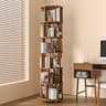 6 Tier Solid Wood Rotating Bookshelf on Wheels, 360° Spinning Book Shelf Tower, Round Revolving Bookcase Organizer, R...