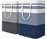 HomeHacks 2 Pack Large Laundry Baskets, Waterproof, Freestanding Laundry Hampers, Collapsible Clothes Hamper with Rei...