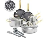 GreenPan Hybrid 13 Piece Nonstick Stainless Steel Cookware Set, APEX Tri-Ply Thermobond PFAS-Free Ceramic Pots & Pans...