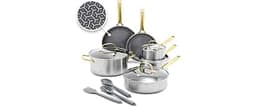 GreenPan Hybrid APEX 13 Piece Stainless Steel Ceramic Nonstick Cookware Set | Tri-Ply Pots & Pans, PFAS-Free Thermobo...