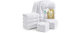 LANE LINEN Bath Towel Set 100% Cotton 16 Piece Soft Absorbent - White | Cotton Bath Towels, Soft & Durable, Ring-Spun...