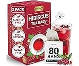 LeafLea 80 Hibiscus Tea Bags, 100% Natural Hibiscus Flowers, Caffeine-Free Herbal Tea, Red Hibiscus Flower Tea Bags, ...