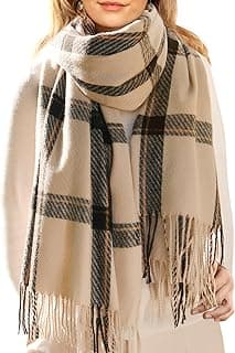 FURTALK Winter Scarf for Women Shawl Soft Tassel Plaid Large Oversized Scarves Wraps