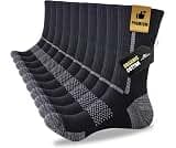 Niorasen Men's Cotton Crew Work Socks, 5 Pairs, Cushioned | 78.6% cotton crew socks with terry cushioning, arch suppo...