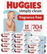 Huggies Simply Clean Baby Wipes, Unscented, 11 Packs, 704 Wipes