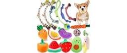 MRSOHRET 18 Pack Dog Toys Puppy Teething Toys, Puppy Essentials Chew Toy Bundle with Squeaky Toy and Interactive Rope...