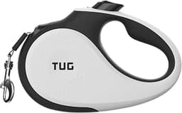 TUG Original Retractable Dog Leash, 16 ft (Medium, White) | 360° Tangle-Free Retraction, 16 ft Tape, Quick Thumb Lock...