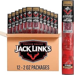 Jack Link's Beef Steak, Original - Protein Snacks, Beef Jerky Meat Snack with 23g of Protein, Made with 100% Beef, In...