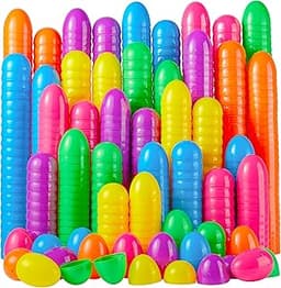 JOYIN 300 PCS 2.3" Easter Eggs, Empty Plastic Eggs Fillable Colorful Bright Eggshell Bulks for Easter Hunt, Filling T...