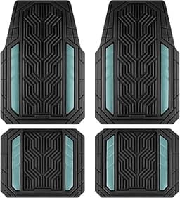 PIC AUTO Rubber Floor Mats with Mint Aluminum Trim, All-Weather Car Mats | Trim-to-Fit Design with Non-Slip Backing, ...