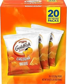 Goldfish Cheddar Cheese Crackers, Baked Snack Crackers, 1 oz On-the-Go Snack Packs, 20 Count Box