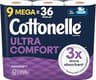 Cottonelle Ultra Comfort Toilet Paper, 9 Mega Rolls = 36 Regular Rolls, Packaging May Vary