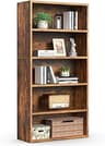 Sweetcrispy Industrial 5 Shelf Bookcase - Large 53 Inch Tall Floor Standing Open Bookshelf for Home Office, Living Ro...