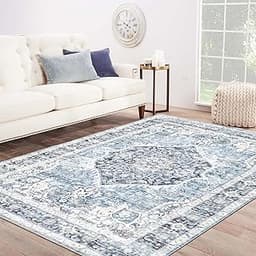 Area Rug 8×10, Large Vintage Boho Rug,Ultra-Soft Low Pile, Washable, Non Slip,Stain Resistant, Printed Carpet for Liv...