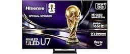 Hisense 55" U7 Mini-LED ULED 4K UHD Best Premium Gaming HDR Smart Fire TV (55U7SF, 2026 New) - Hi-QLED, Native 165Hz,...