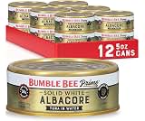 Bumble Bee Prime Solid White Albacore Tuna in Water, 5 oz (Pack of 12) | Premium Wild Caught Tuna, 32g Protein per Ca...