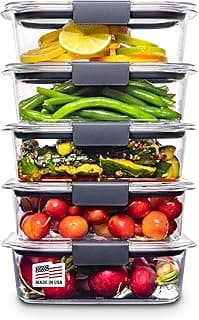 Rubbermaid Brilliance Tritan Plastic Food Storage Containers BPA Free Airtight Lids Ideal for Lunch Meal Prep & Lefto...
