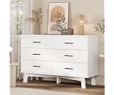 Xixini Dresser for Bedroom, 6 Drawer Wide Modern Chest of Drawers with X-Shaped Sturdy Base, Wood Double Dresser Clos...