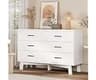 Xixini Dresser for Bedroom, 6 Drawer Wide Modern Chest of Drawers with X-Shaped Sturdy Base, Wood Double Dresser Clos...